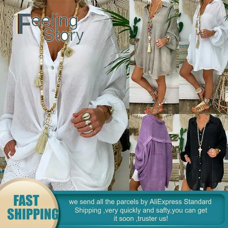 Robe de plage blanche en coton pour femmes, Kimono, ample, Cover-Up pour les maillots de bain, nouvelle collection 2022 ► Photo 2/6