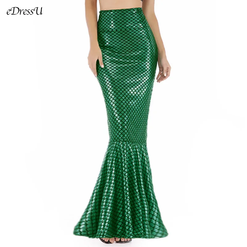 

2020 Mermaid Skirt Women High Waist Long Skirt Fishtail Shiny Sexy Party Stage Wear Gold Long Bottoms YSM-33676