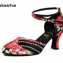 Наташа-туфли для латинских танцев, черные туфли для бальных танцев, красные туфли для бальных танцев
