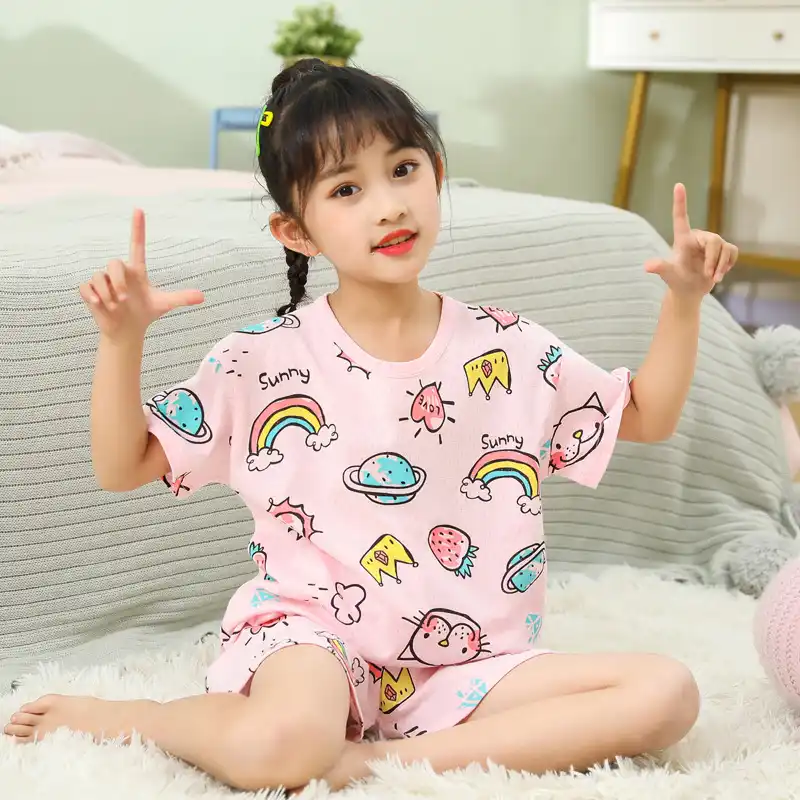 少年少女パジャマ夏の半袖子供服のパジャマの綿のパジャマセット子供のための2 4 6 8 10 12年 パジャマセット Aliexpress