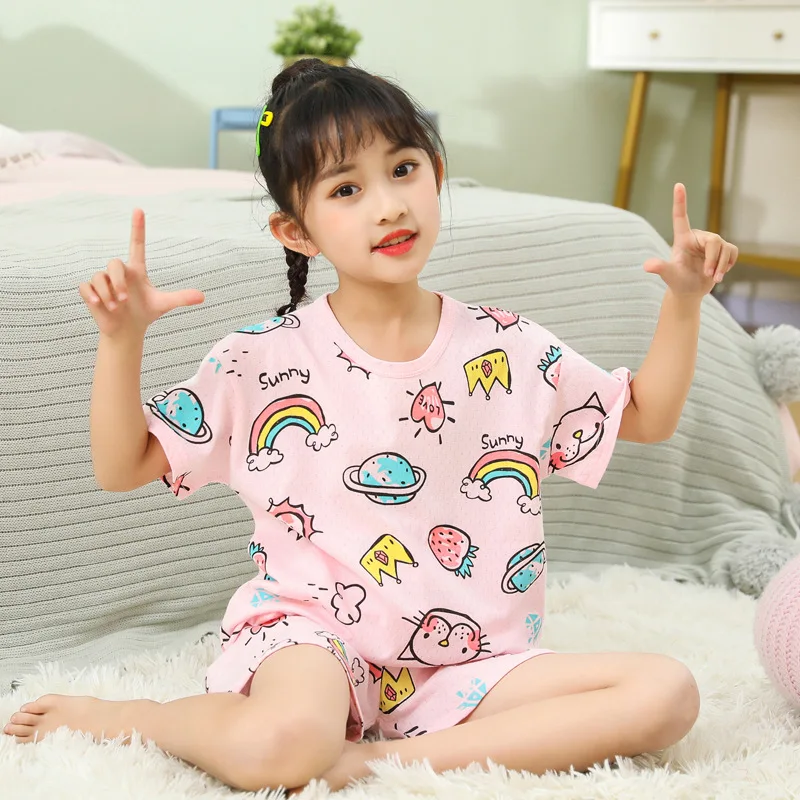 Children's wear girls boys pajamas set Short-sleeved shorts sleepwear nightwear 