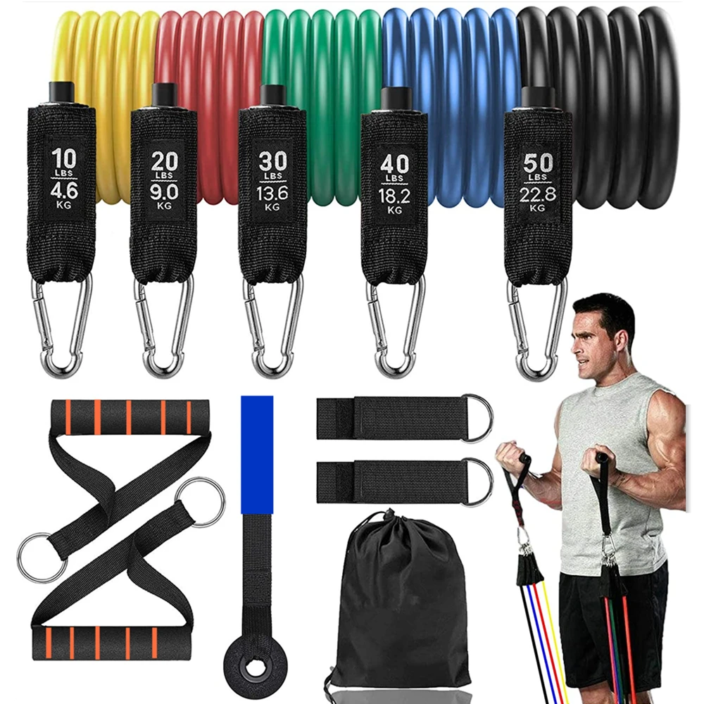 16 pièces ensemble de bandes de résistance Yoga Pilates Latex exercice Fitness Tube bande dentraînement élastique Stretch entraînement à domicile gymnases entraînement