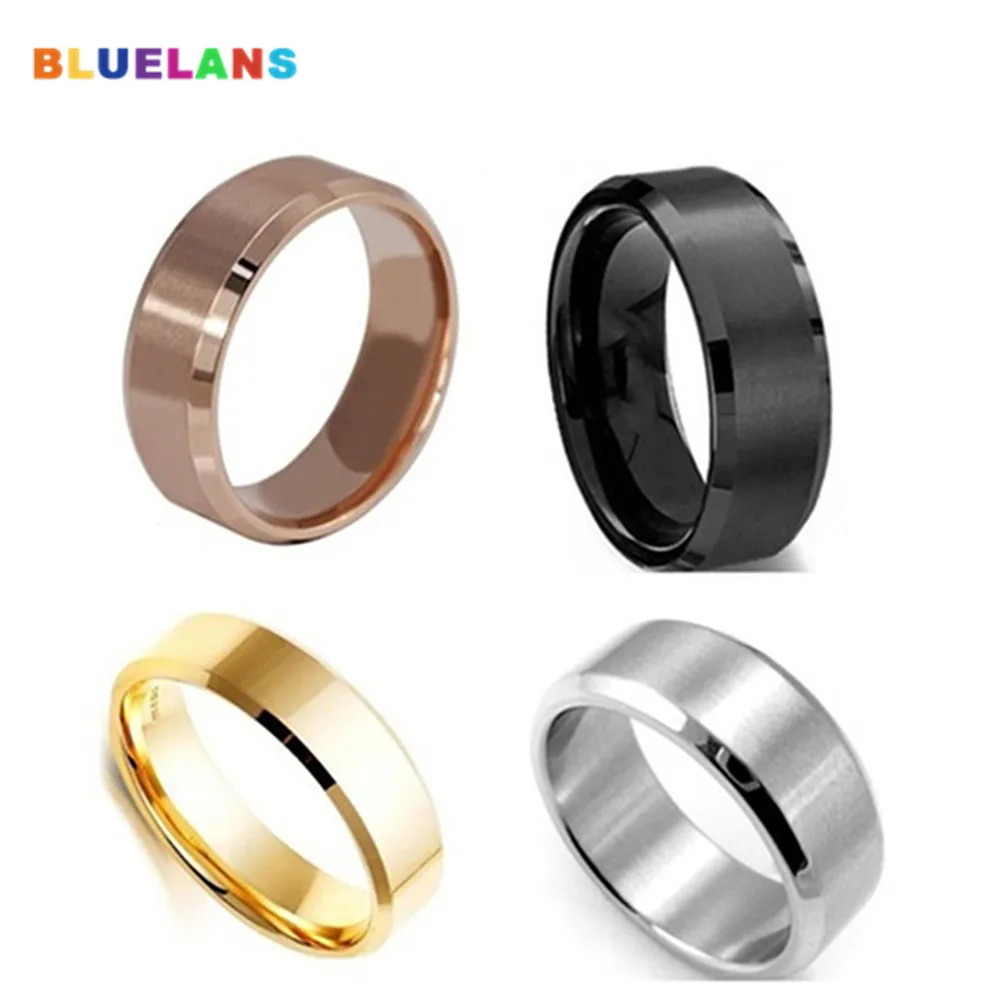 

8mm Titanium Steel Ring Jewelry Silver Gold Black Rose Gold Rings for Men Women Fashion Jewelry US 5-14 Wholesale  