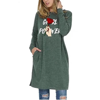 

New Fashion Loose Round Neck Pocket Top Valentines Day Rose Girl Power Letters Print T-Shirt For Women Tshirt Women Plus Size