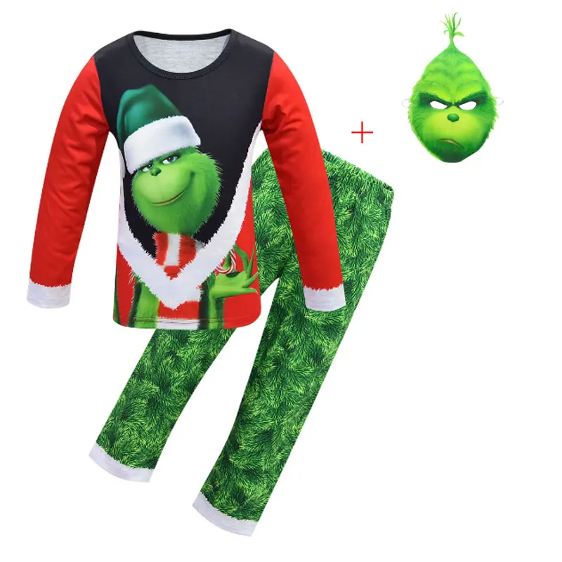 Рождественский пижамный комплект Grinch для мальчиков; Пижама для костюмированной вечеринки; Новинка; Рождественская Детская одежда для сна; комплект домашней одежды для костюмированной вечеринки; Рождественская детская одежда