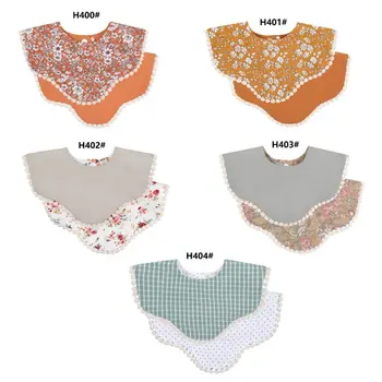 

Drop Ship. Floral Vintage Baby Double-Side Cotton Bibs Saliva Towel Boy Girls Feeding Apron