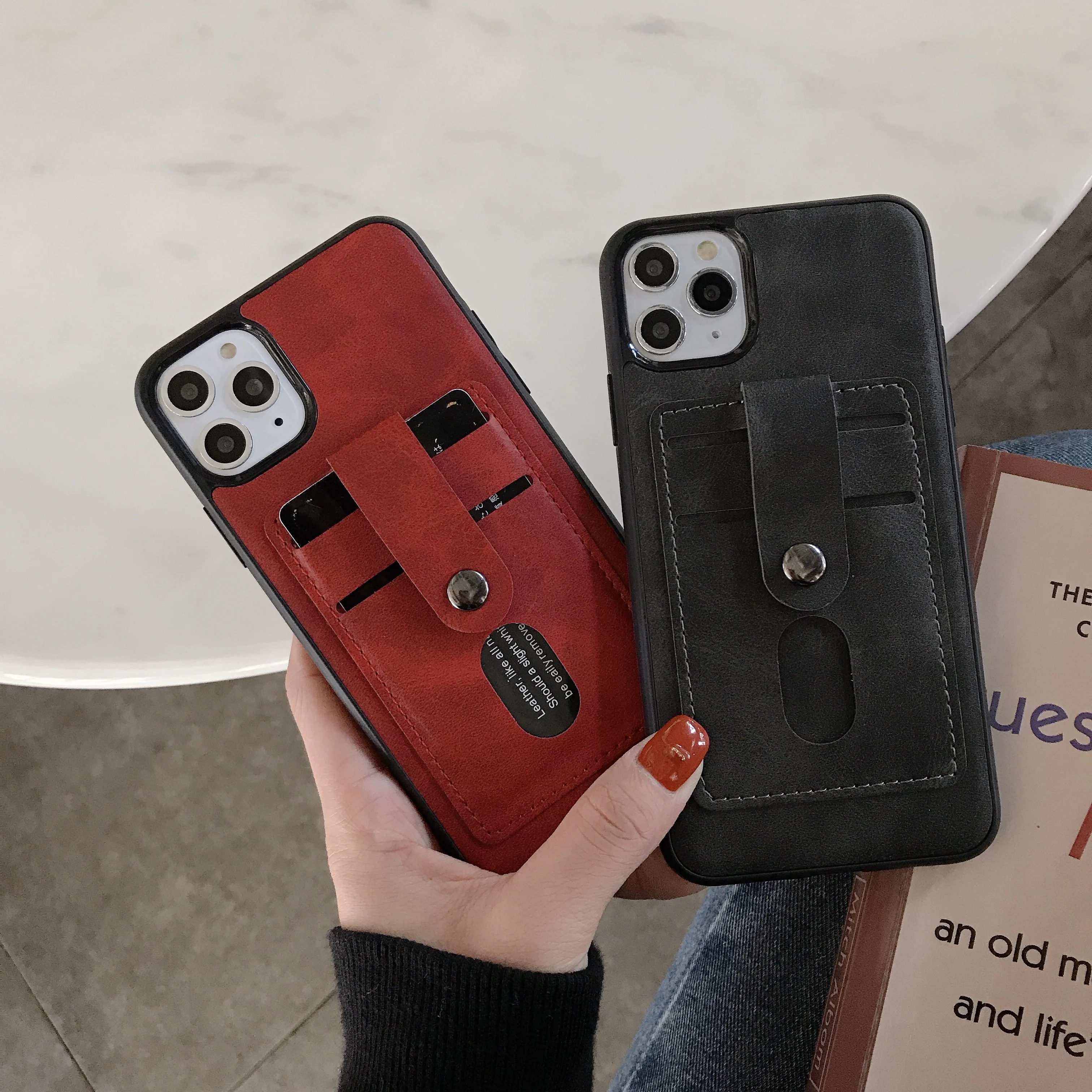 Чехол для iPhone 11 Pro Max чехол бизнеса из искусственной кожи со слотом карт Гибридный