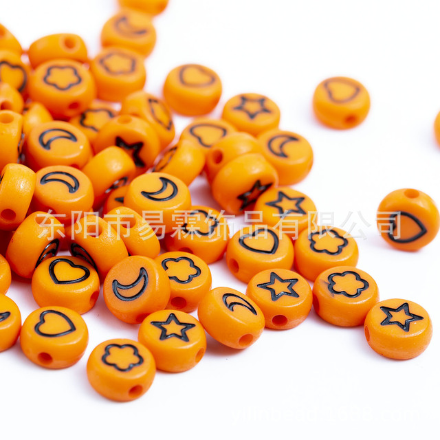 style 100pcs4*7mm acrylic letter beads oblate, star, moon, flower-shaped, heart-shaped mixed DIY jewelry accessories