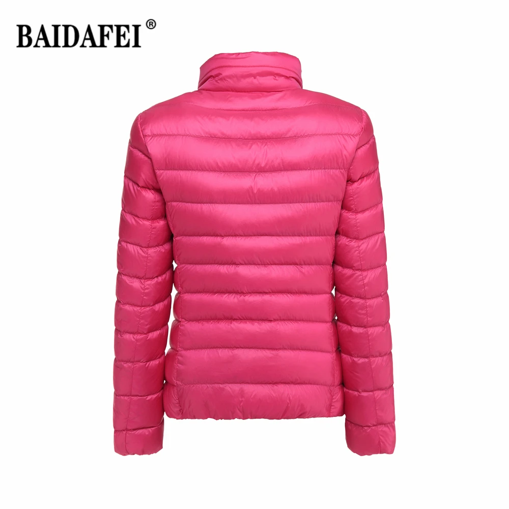 Women's Short Slim Fit Puffer Jacket 2023 New Spring Stand Collar Ultra Light Weight Portable Windproof White Duck Down Coat