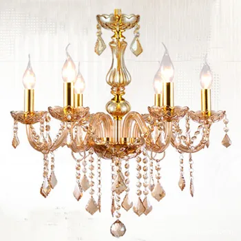 

Kitchen chandelier for indoor home lighting Bedroom Living room lustres de sala 6 Arm Gold Color Crystal chandelier crystal lamp