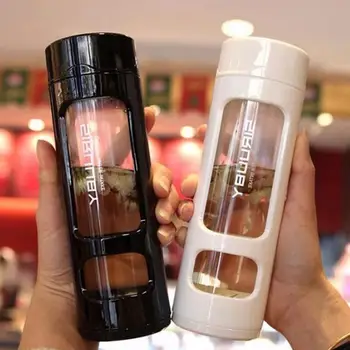 

400ml Portable outdoor Water Bottles with Tea Infuser Double Layer Water Bottle Anti Scalding Glass Drinking Bottles Drinkware