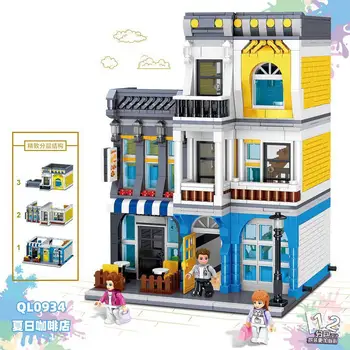 

QL0934 Creator MOC Street View Series Summer Coffee Shop Building Blocks 1278pcs Bricks Toys Sets Compatible Creator