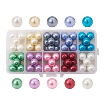 

100pcs 12mm 14mm Environmental Dyed Glass Pearl Round Beads for Jewelry Making