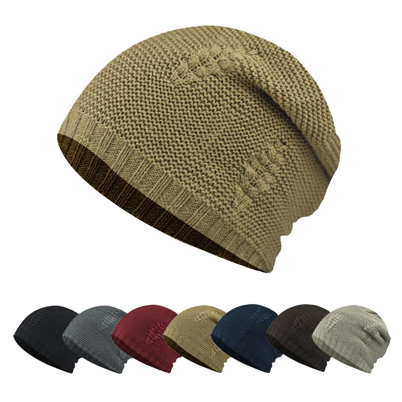 

Beanies Hat Skullcap Unisex Hat Plus-size Grain pattern Knitted Hats Outdoor hats Warm Casual Beanies Thickening of the hat