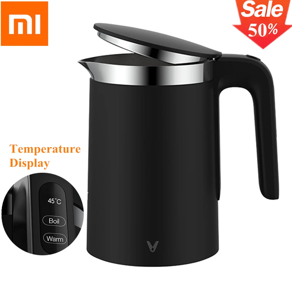 Цена XIAOMI VIOMI Pro Электрический чайник с термостатом 1.5л 1800 Вт контроль температуры из нержавеющей стали 5 мин Быстрое кипячение воды чайник приложе...