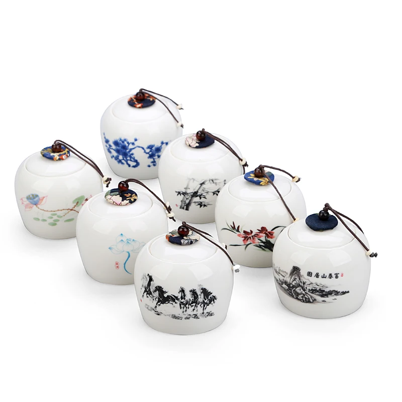 ^*Best Offers Chinese Ink Painting Ceramic Tea Box Mini 7.5*7cm Candy Jars Kitchen Spices Jar Sugar Storage Box Dried Nuts Jar Food Container ^*Best Offers Chinese Ink Painting Ceramic Tea Box Mini 7.5*7cm Candy Jars Kitchen Spices Jar Sugar Storage Box Dried Nuts Jar Food Container