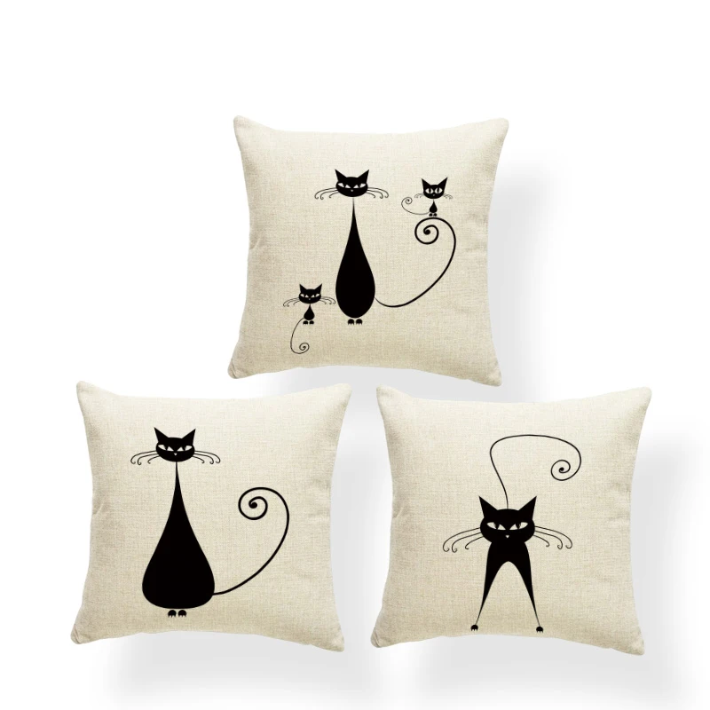 

Simple Fashion Nordic Style Cushion Set Animal Geometry Cat Living Room Sofa Decoration Pillowcase Polyester Linen Rest Pillow