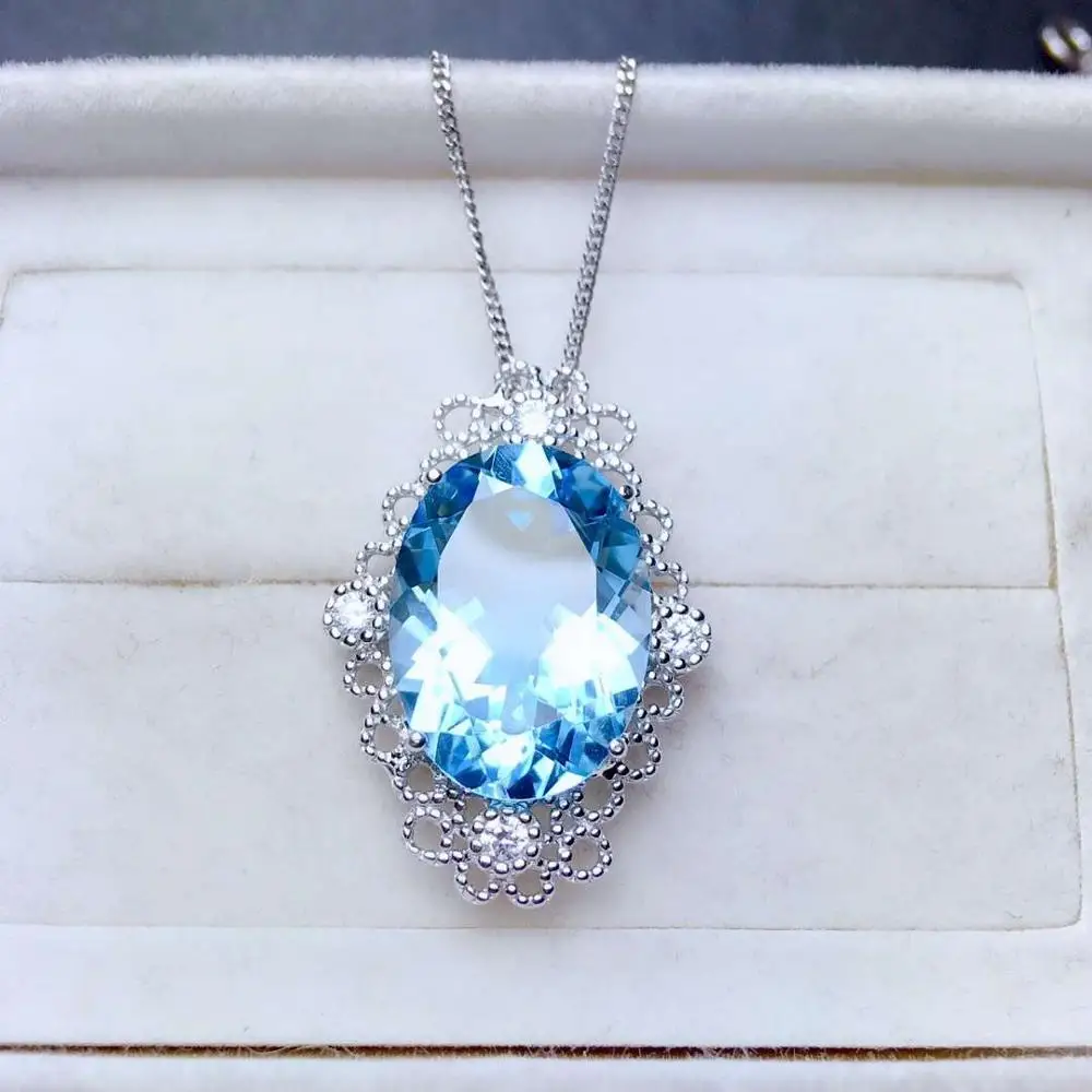 

MLVP5 Topaz gemstone pendant for necklace with silver jewelry for women big size good cut craftmanship best gift style