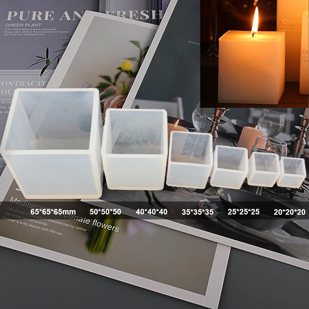Cube Shape Candle Silicone Mold DIY Gypsum Plaster Crafts Mould Square