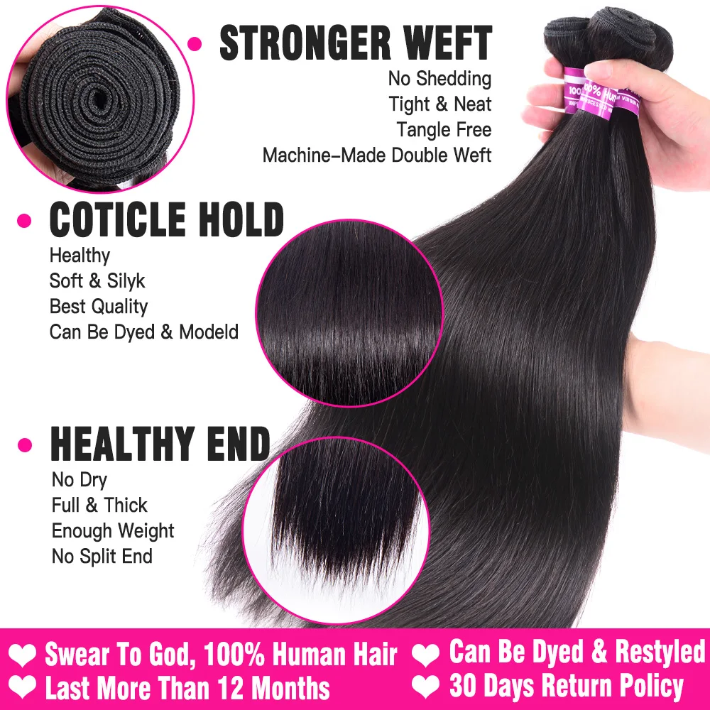Straight Hair Bundles With Closure Hair Brazilian Hair Weave