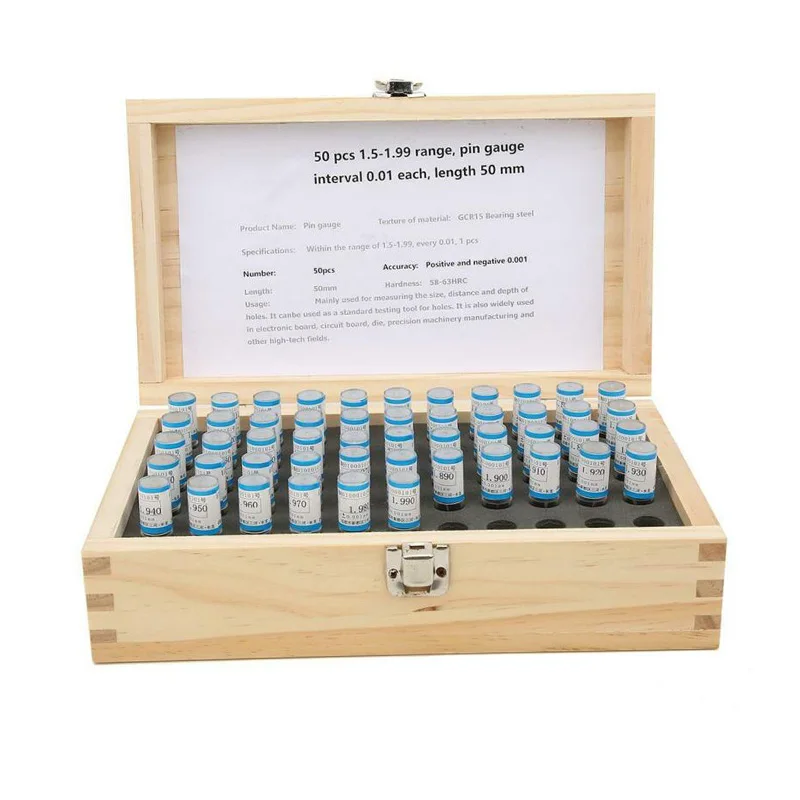 

50Pcs Pin Gauge Set Bearing Steel Smooth Surface Plug Measuring Tool 1.5-1.99mm mulitool adjustment
