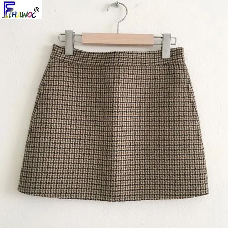 Vintage plaid Винтажная клетчатая мини-юбка Женский Японский Корейский стиль Милая одежда для свиданий консервативный стиль осенне-зимняя Милая юбка с высокой талией 8126 - Цвет: Vintage plaid