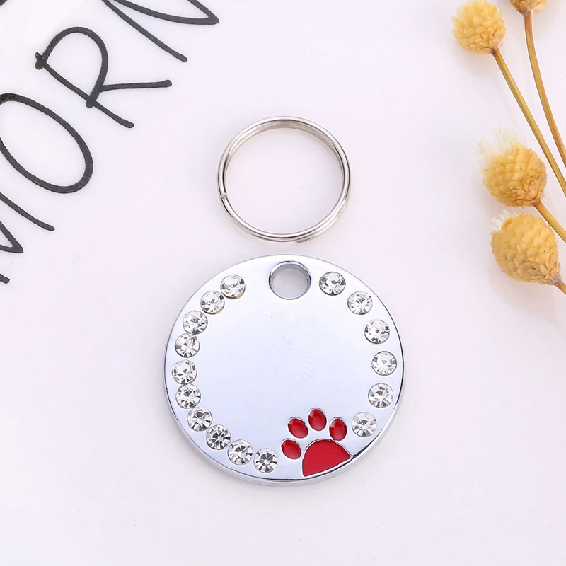 Custom Dog Tag Engraved Pet Dog Collar Accessories Personalized Cat Puppy ID Tag Paw Name Tags Pets Necklaces Pendant Anti-lost - Цвет: red