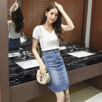 

Women Denim Pencil Skirt Stretch Slim Fit Bodycon Midi Skirt SER88