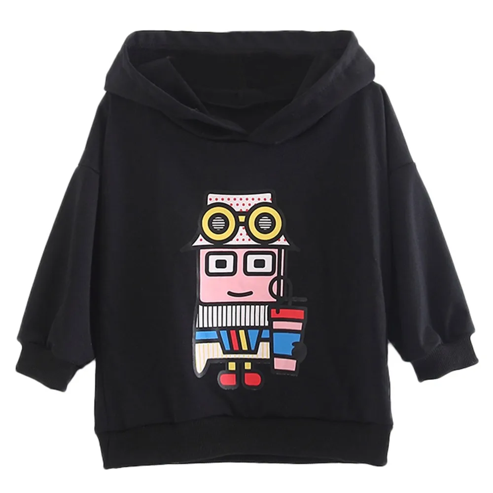 

Toddler Baby Kids Girls Boys Cartoon Robot Print Hooded Pullover Long Sleeve Sweatshirt Spring Autumn Tops With Cheap Price
