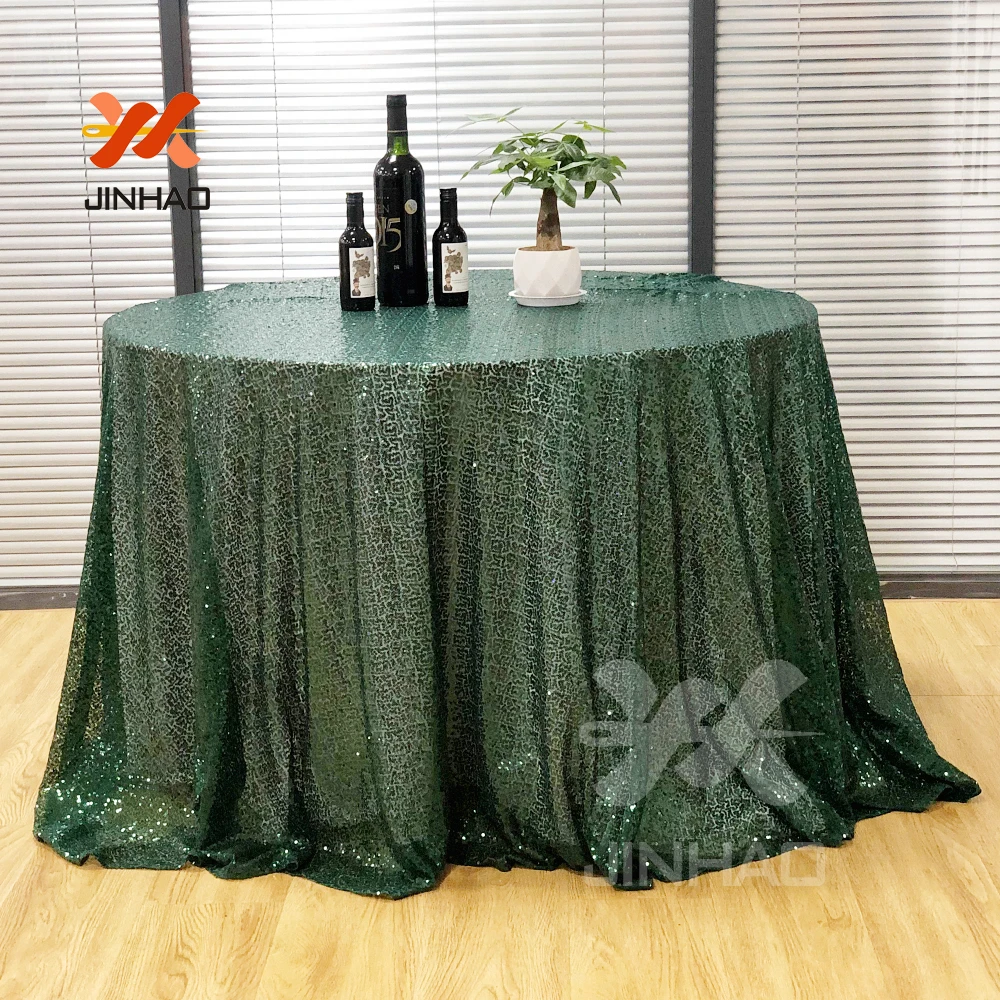 

Round Glitter Dark green Sequence Sequin TableCloths For Party