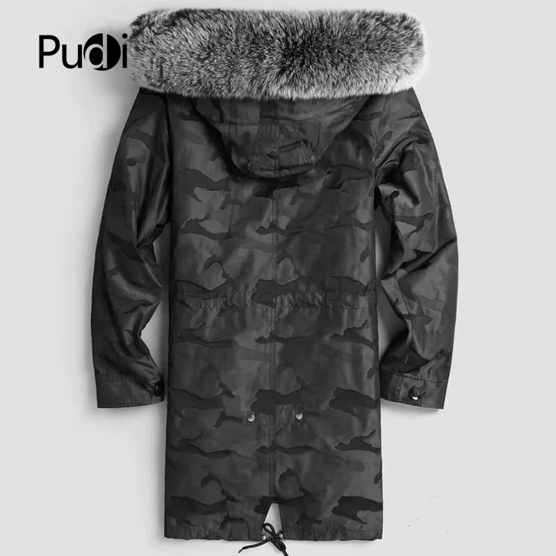 PUDI MT8109 Мужская Новая Модная хлопковая куртка-парка с подкладкой из натурального меха норки, куртки с капюшоном из лисьего меха, осенне-зимняя повседневная верхняя одежда