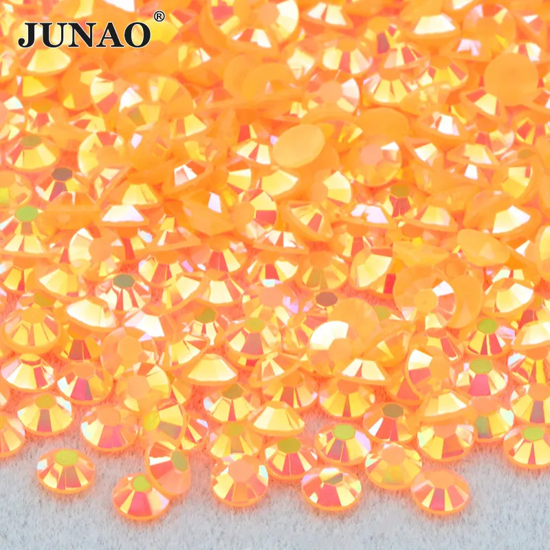 JUNAO Wholesale 2mm 3mm 4mm 5mm 6mm Jelly Rose AB Resin Rhinestone Flatback DIY Stones in Bulk Non Hot Fix Nail Strass Crystal 