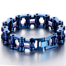 Уникальные ювелирные изделия для пары синий цвет для мужчин и женщин мотоцикл браслет цепочка 316L нержавеющая сталь изящные украшения 19 мм 23 см