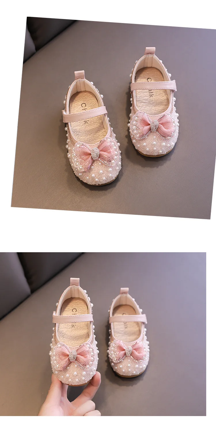 Kids Shoes Girls Princess Glitter Flats Children Fashion Shoes Sequin Bow Toddler Flats Shoes 2022 Spring New E607 extra wide fit children's shoes