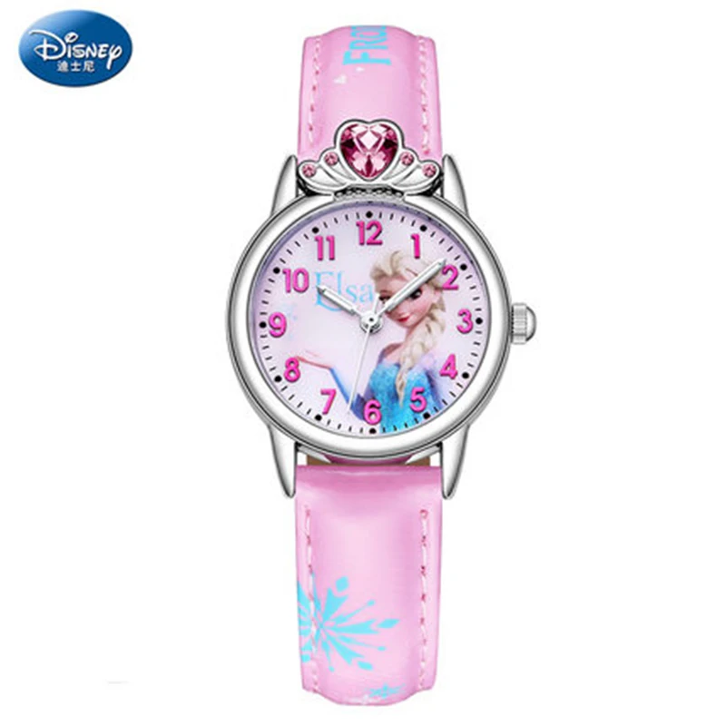 

Disney Frozen Elsa Girls Watches Rhinestone Crown Beautiful Princess Children's Student Watch Student back to school gift