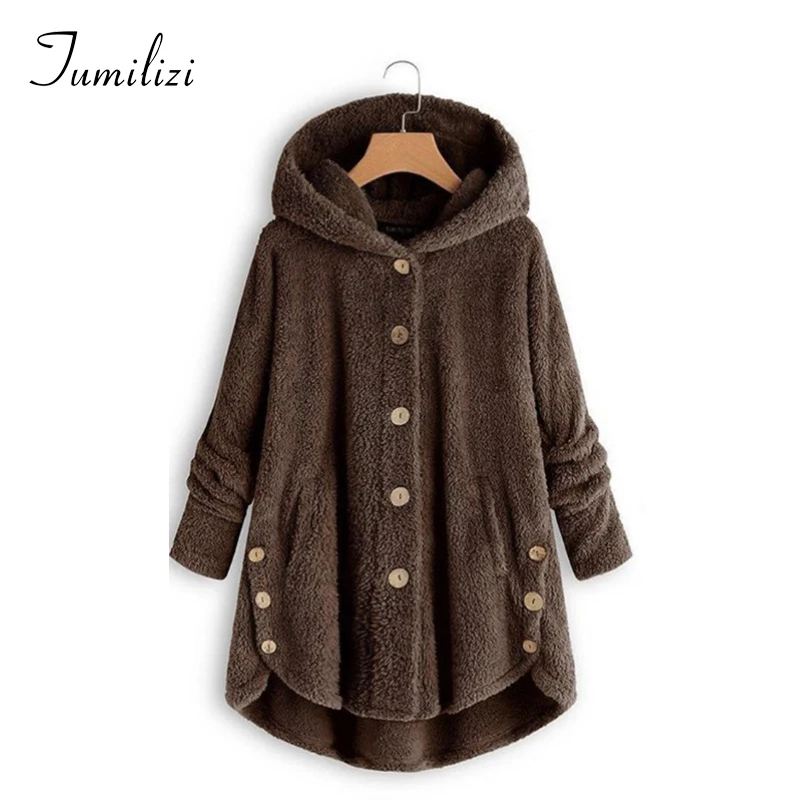 

2020 Winter Warm Coat New Women's Button Down Irregular Fashion Coat Hoodie Sweatshirts Woman Clothes Crop Top Women