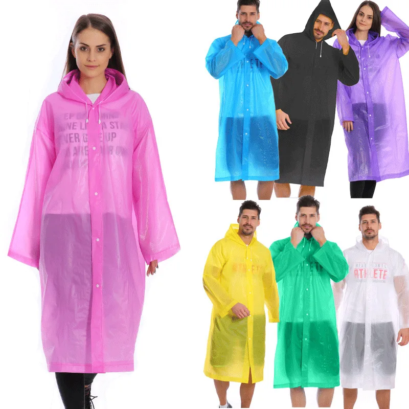 Unisex Waterproof Jacket Clear Raincoat Rain Coat Hooded Poncho Rainwear Men 