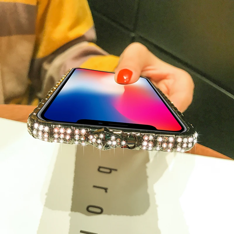 Для iPhone 11 Pro Max чехол Стразы шикарные бриллианты змея бампер для iPhone 11 8 7 6 Plus X XS XR чехол Блеск инкрустация металлической рамкой
