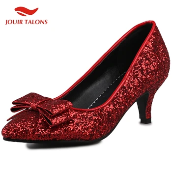 

Brand New On Sale 2020 Plus Size 48 Women Shoes Woman Bling Bow Slip On Thin Heels Elegant Wedding Party Pumps Female