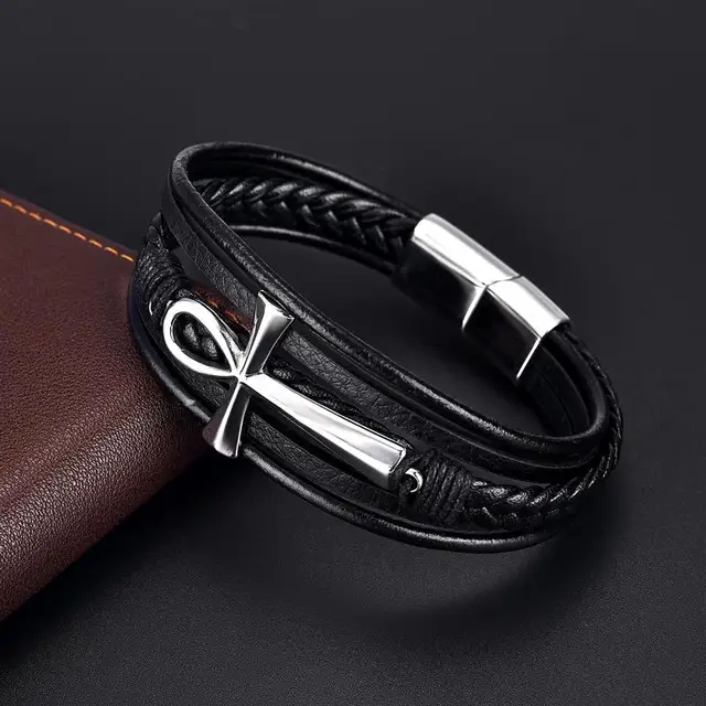 Ibe Multi Layer Design Men's Leather Bracelet - Image 3