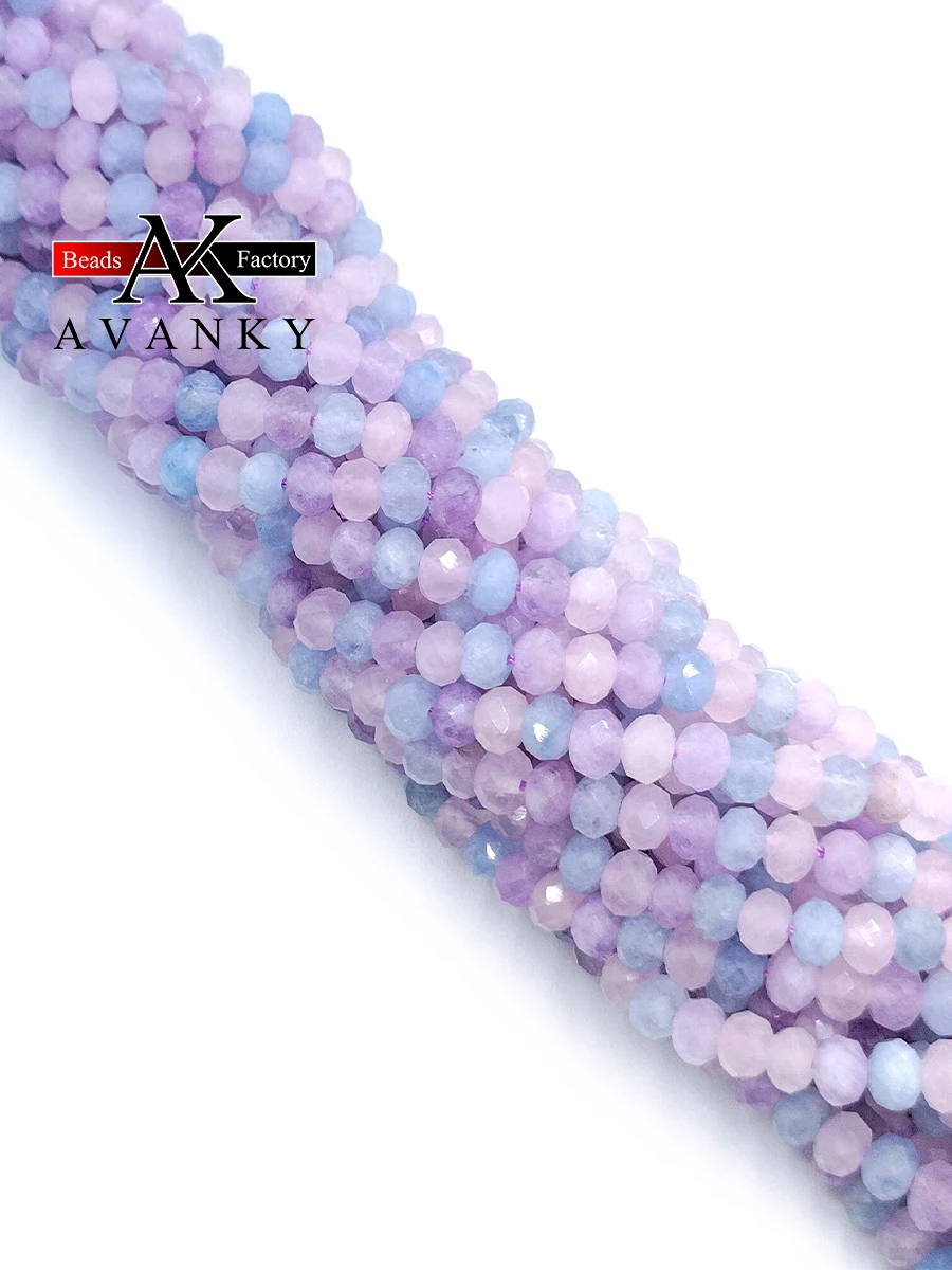 Natural Faceted Amethysts Quartz Stone Beads Lavender Quartz Aquamarine for Jewelry Making DIY Necklace Bracelet 15'' 4x6mm