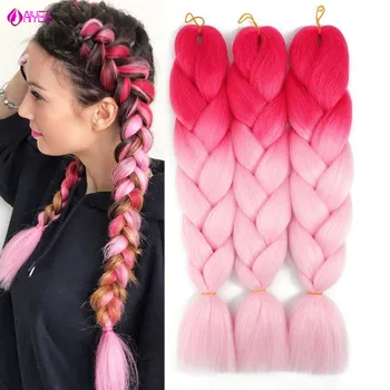 

24inches Braiding Braids Hair Jumbo Ombre Color Jumbo Crochet Braiding Hair Extension for Women Bulk Hair Pink Red Blonde Color