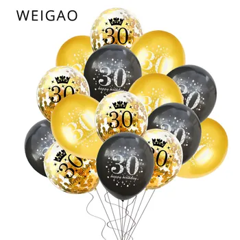 

WEIGAO 15pcs Gold Confetti Balloons 30 40 50 60 years old Birthday Party Decorations Adult Helium Balloon 30th 40th 50th party