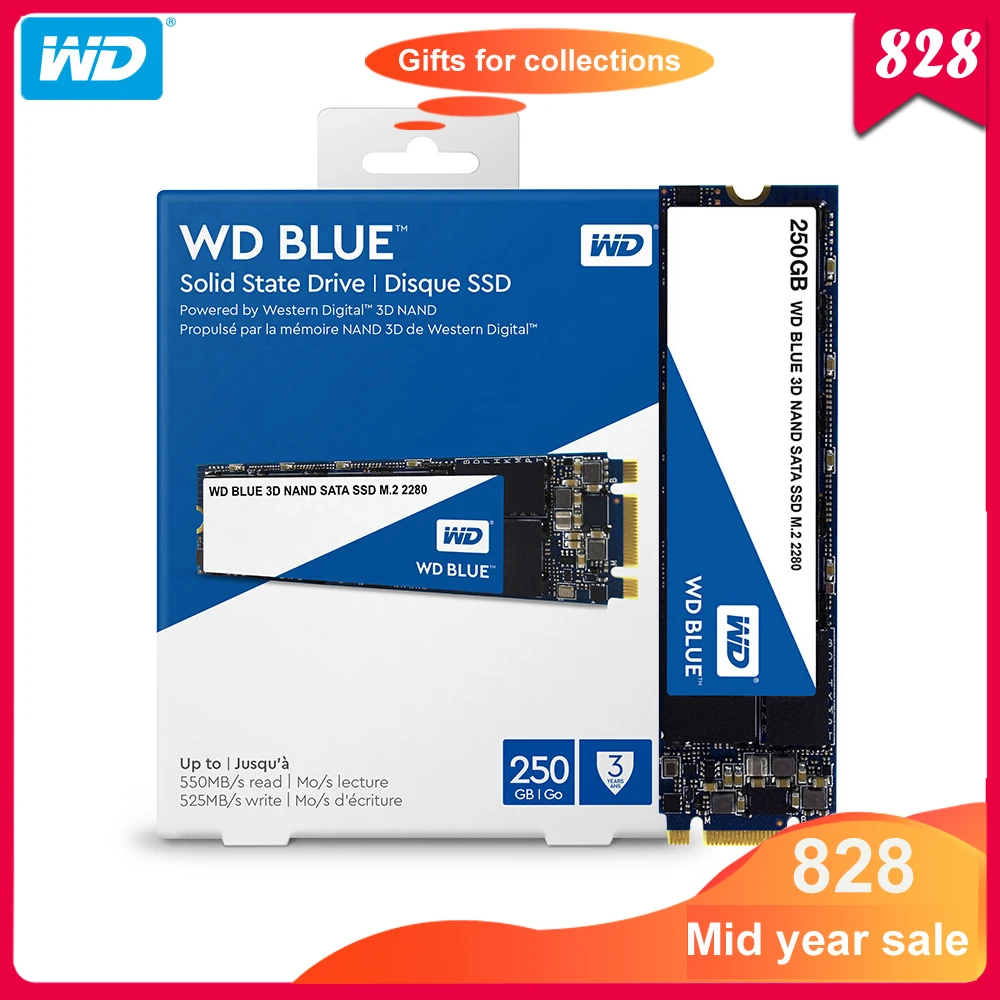 

Original Western Digital Blue SSD 250GB 500GB M.2 2280 560MB/s Internal Solid State Drive Hard Disk Notebook PC SSD 1TB 2TB