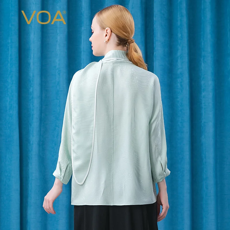 VOA Silk Green Personality Irregular Collar Ribbon