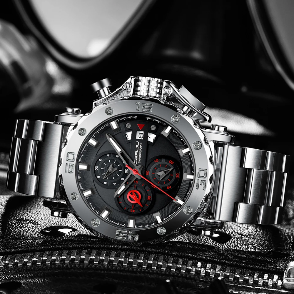 Crrju Relógio Masculino Novo 2023 Cronógrafo à Prova Dbig Água Grande Dial Relógios de Pulso de Aço Inoxidável Mostrador Luminoso com Data Relógio Masculino - Image 3