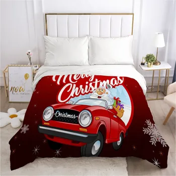

3D Father Christmas Duvet Cover Xmas Quilt Covers Red Comforter Case Beding Bag 173x230cm King Full Size Bed Linen