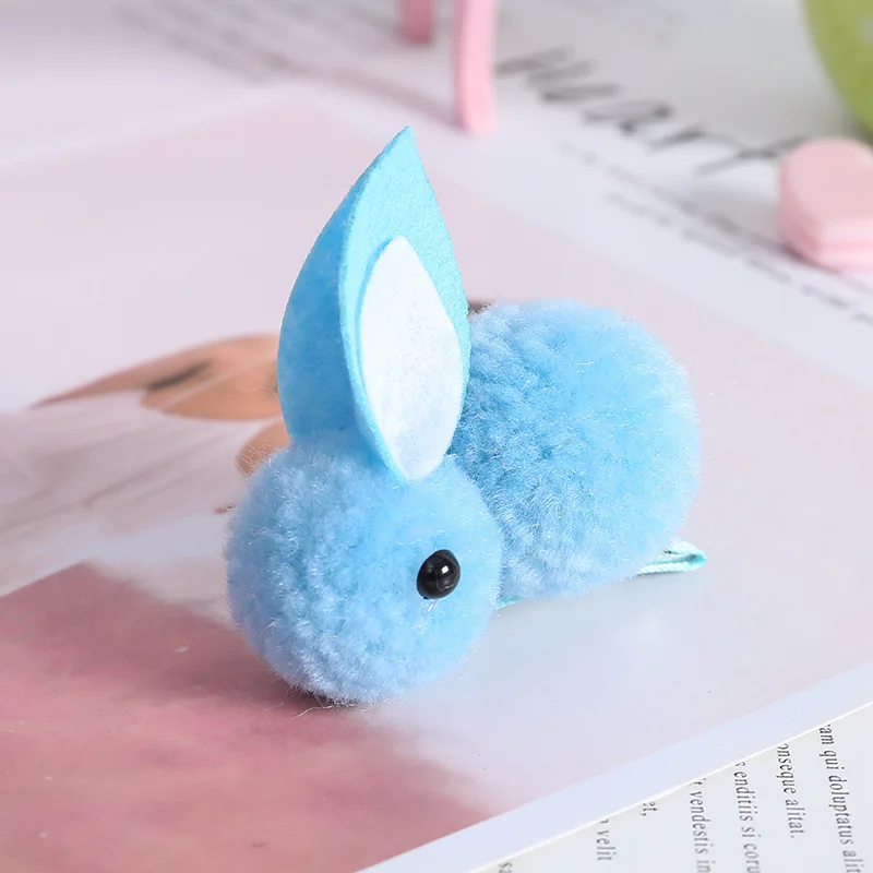 blue B Новые милые животные кролик стиль повязки для волос для детей девочек Войлок трехмерный плюшевый ободок с кроличьими ушами аксессуары для волос - Цвет: blue B