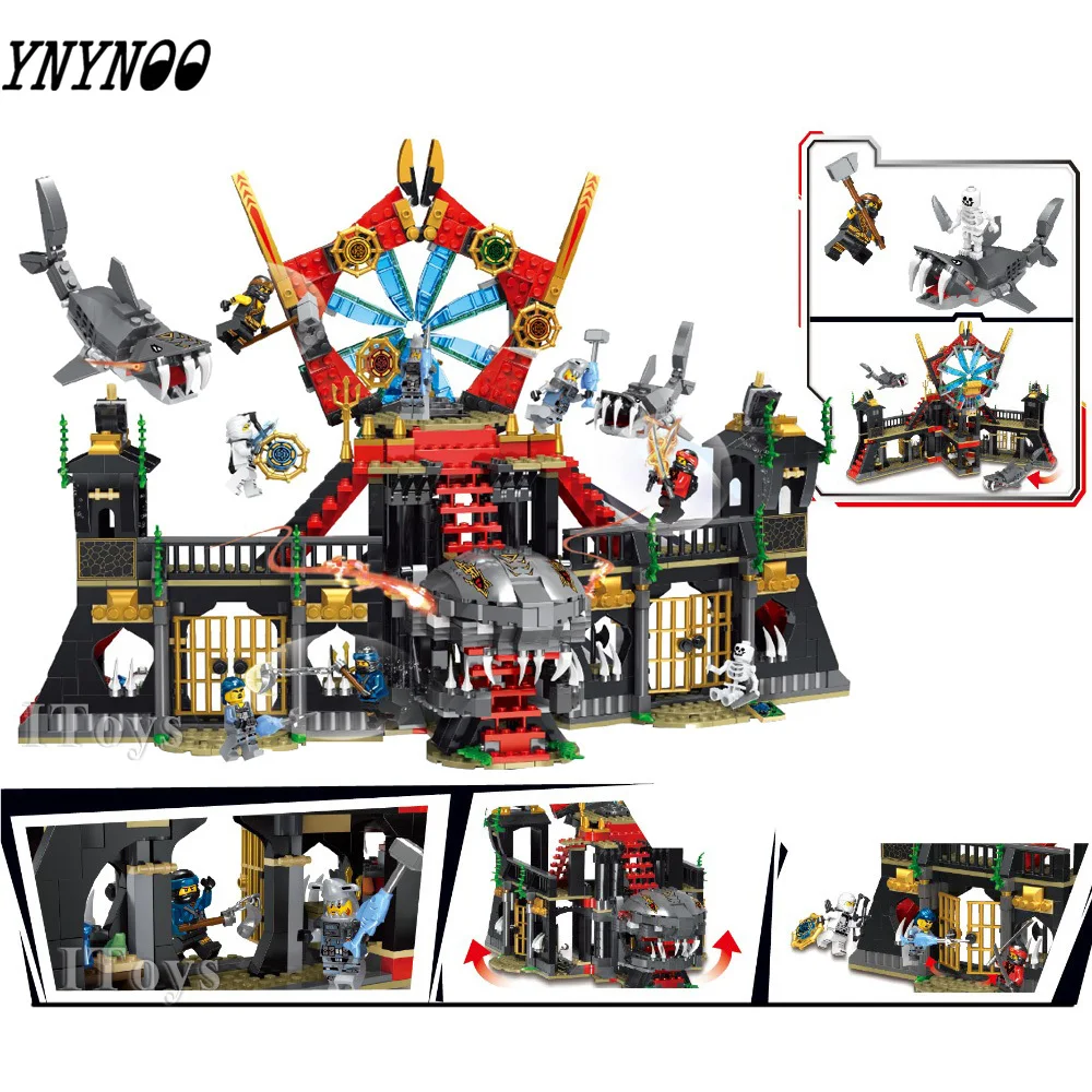 

1176 Pcs Ninja Fighting Shark Palace Compatible Legoinglys Ninjago 70654 Movies Model Building Blocks Toys For Children