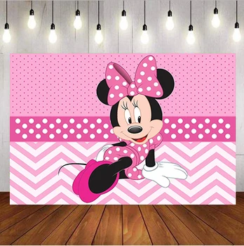 

Vinyl Newborn Photocall Minnie Mickey Mouse Dance Polka Dots Custom Photo Studio Background Baby Shower Photography Backdrop
